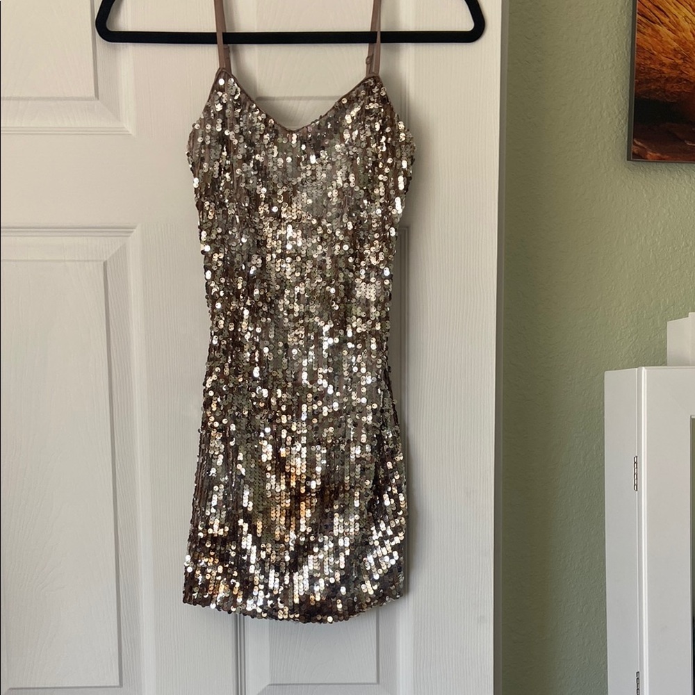 Sequin Mini Dress with Spaghetti Straps